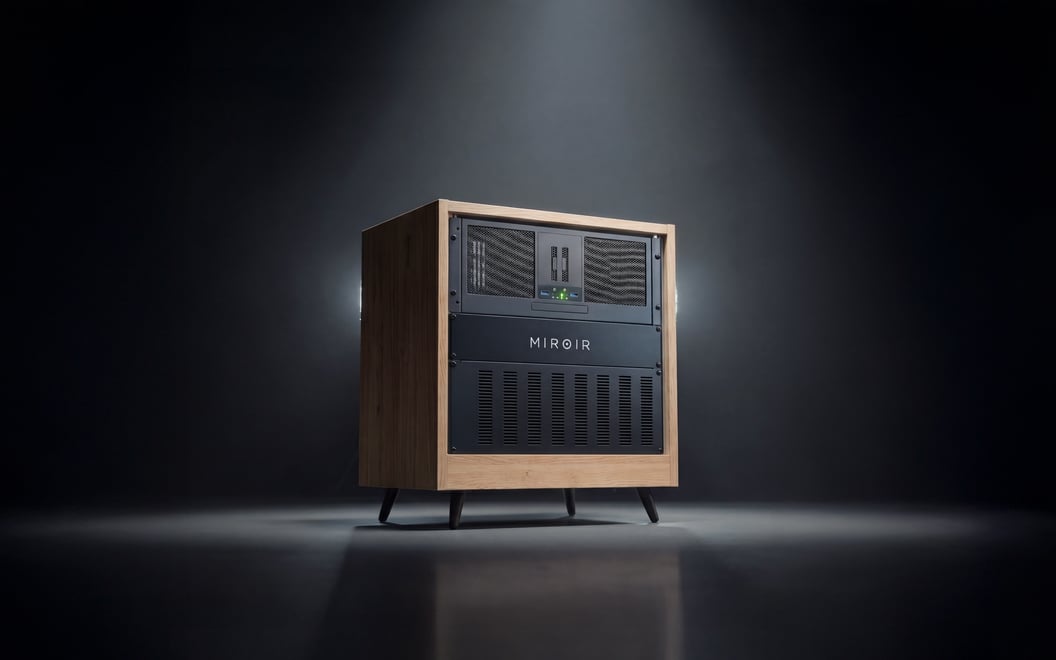 Miroir-Produktionssystem in einem maßgefertigten Holzschrank