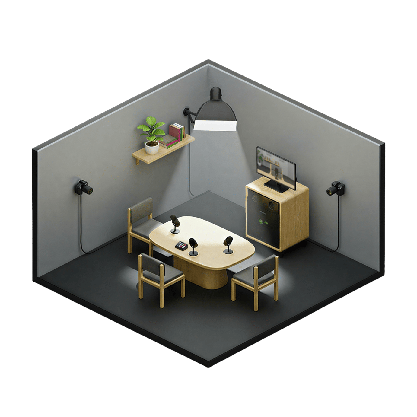 Isometric studio workspace
