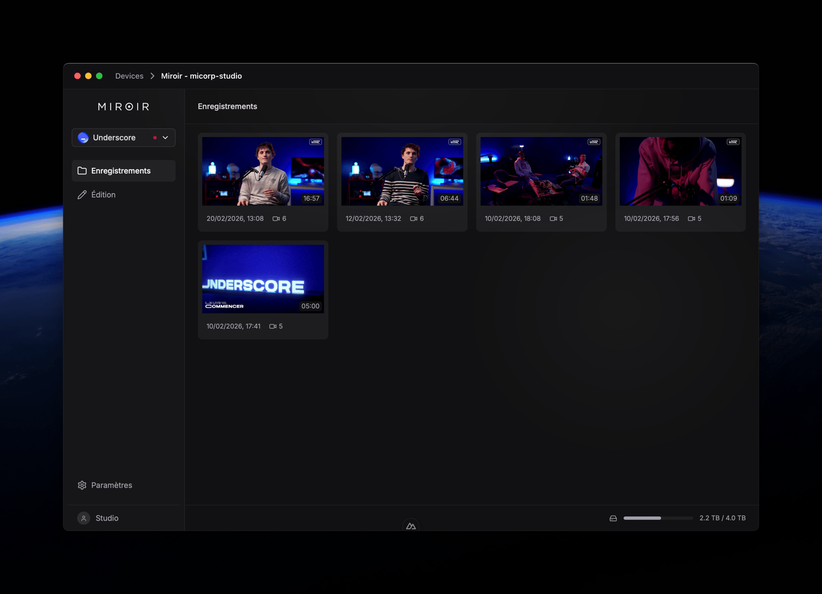 Miroir Remote app interface