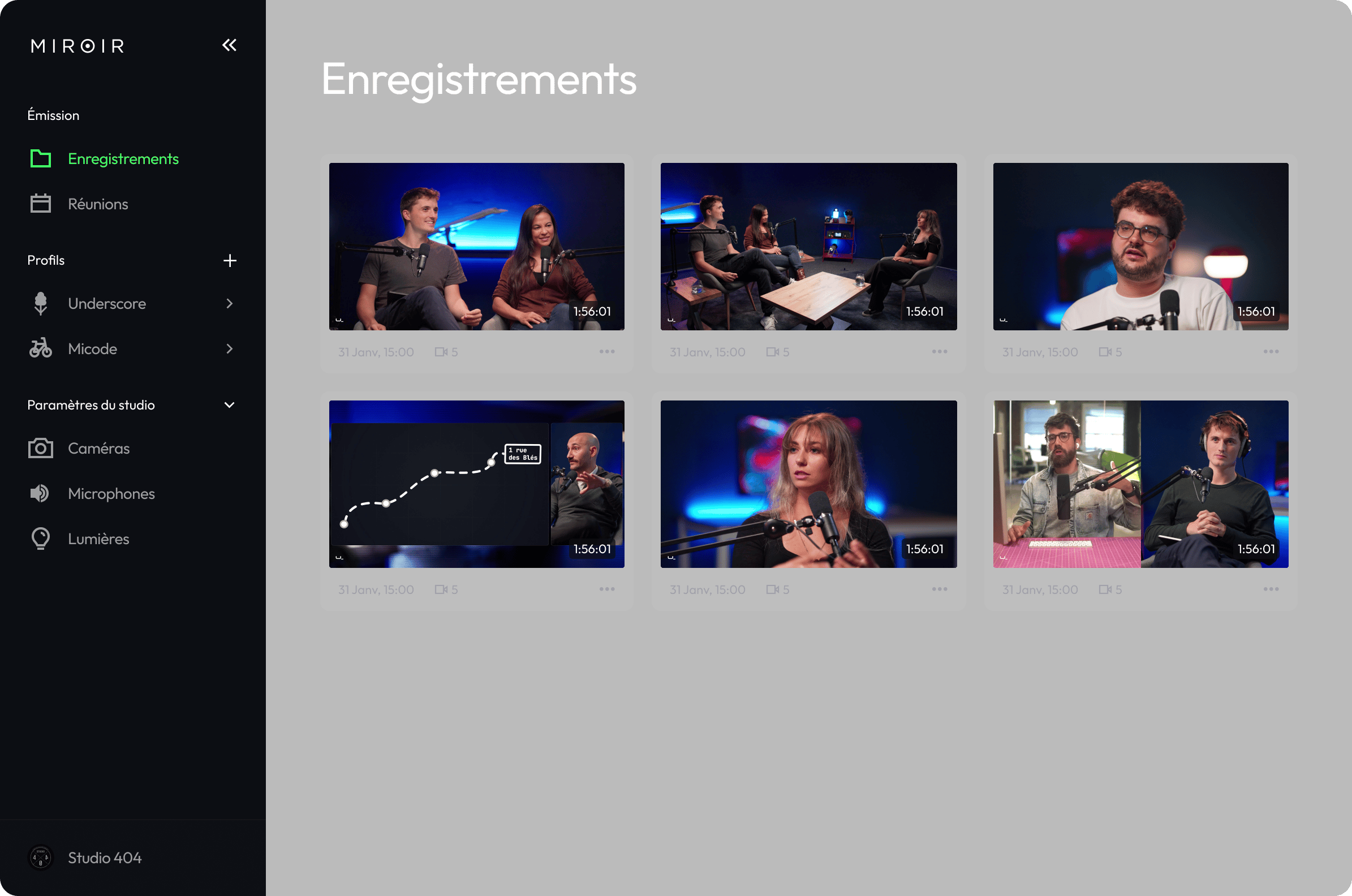 Miroir admin interface screenshot